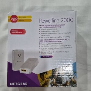 New In Original Box NETGEAR Powerline 2000 Adapter - Gray and White Never Used